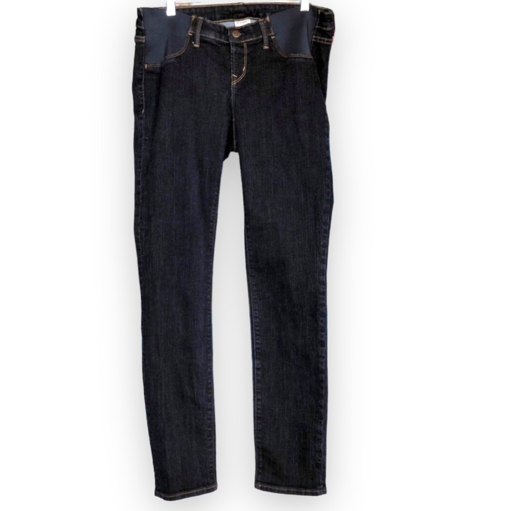 Old Navy Size 10 Long Maternity Jeans Dark Blue Wash Elastic Side Panels